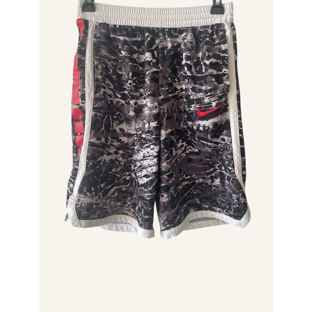 Nike Boy's Black Camo Red Logo Dri-Fit Elite Basketball Shorts Size XL